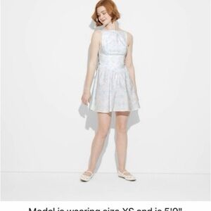 Women's Bow Back Mini A-Line Dress - Wild Fable Sky Blue Floral Size L NWT